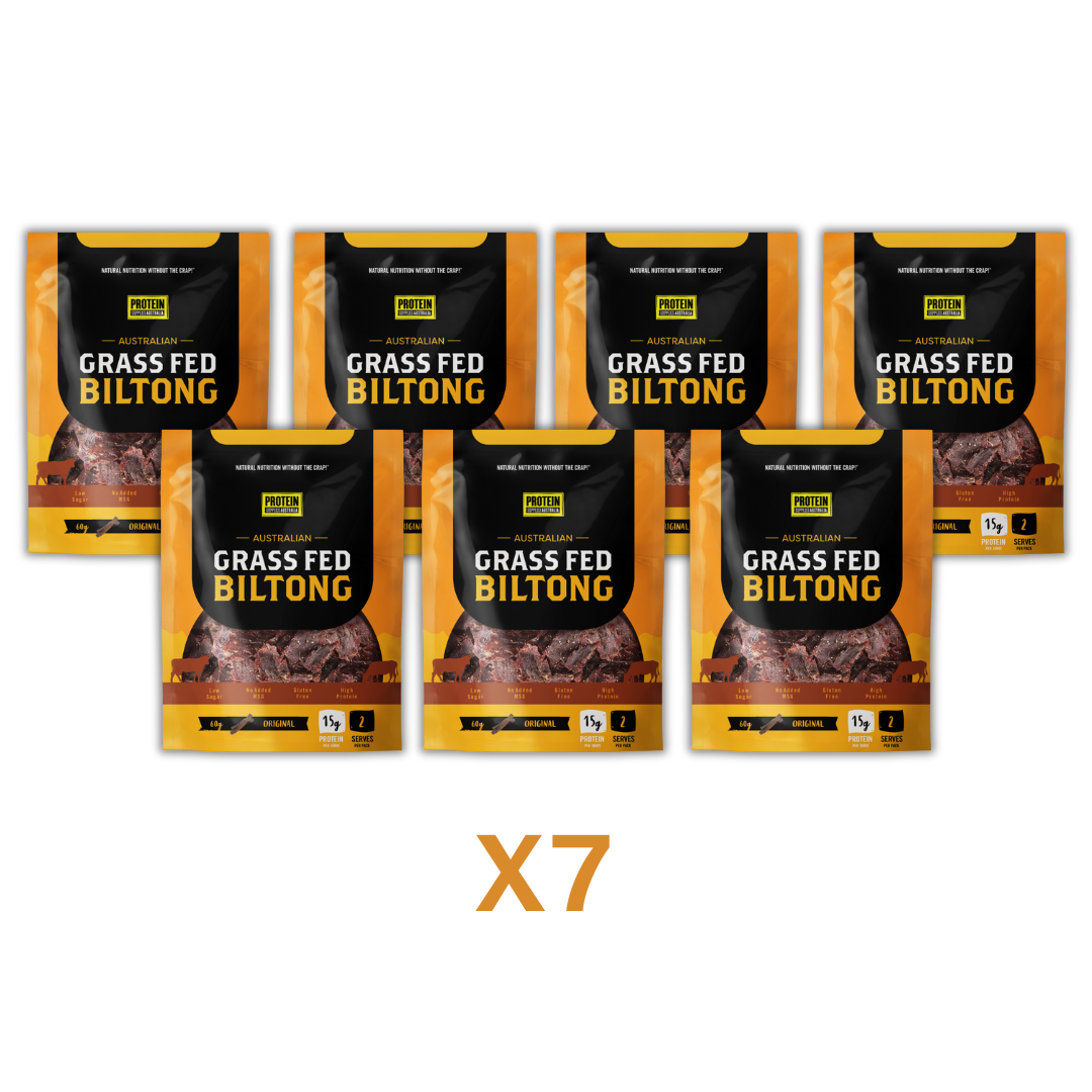 GRASS-FED BILTONG - ORIGINAL Biltong Protein Supplies Australia Weekly Pack (7 x 60g)