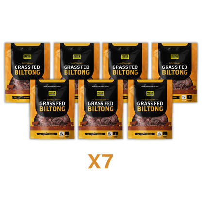 GRASS-FED BILTONG - ORIGINAL Biltong Protein Supplies Australia Weekly Pack (7 x 60g)