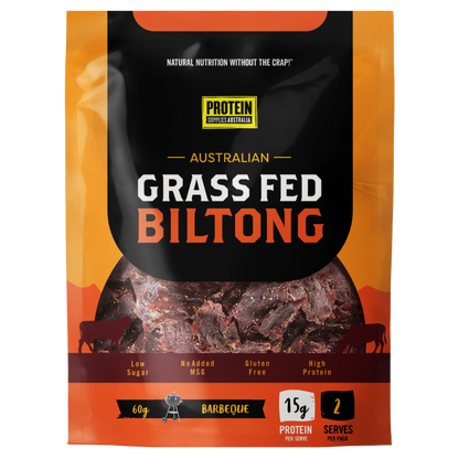 GRASS-FED BILTONG - BARBEQUE Biltong Protein Supplies Australia Single Sachet (60g)