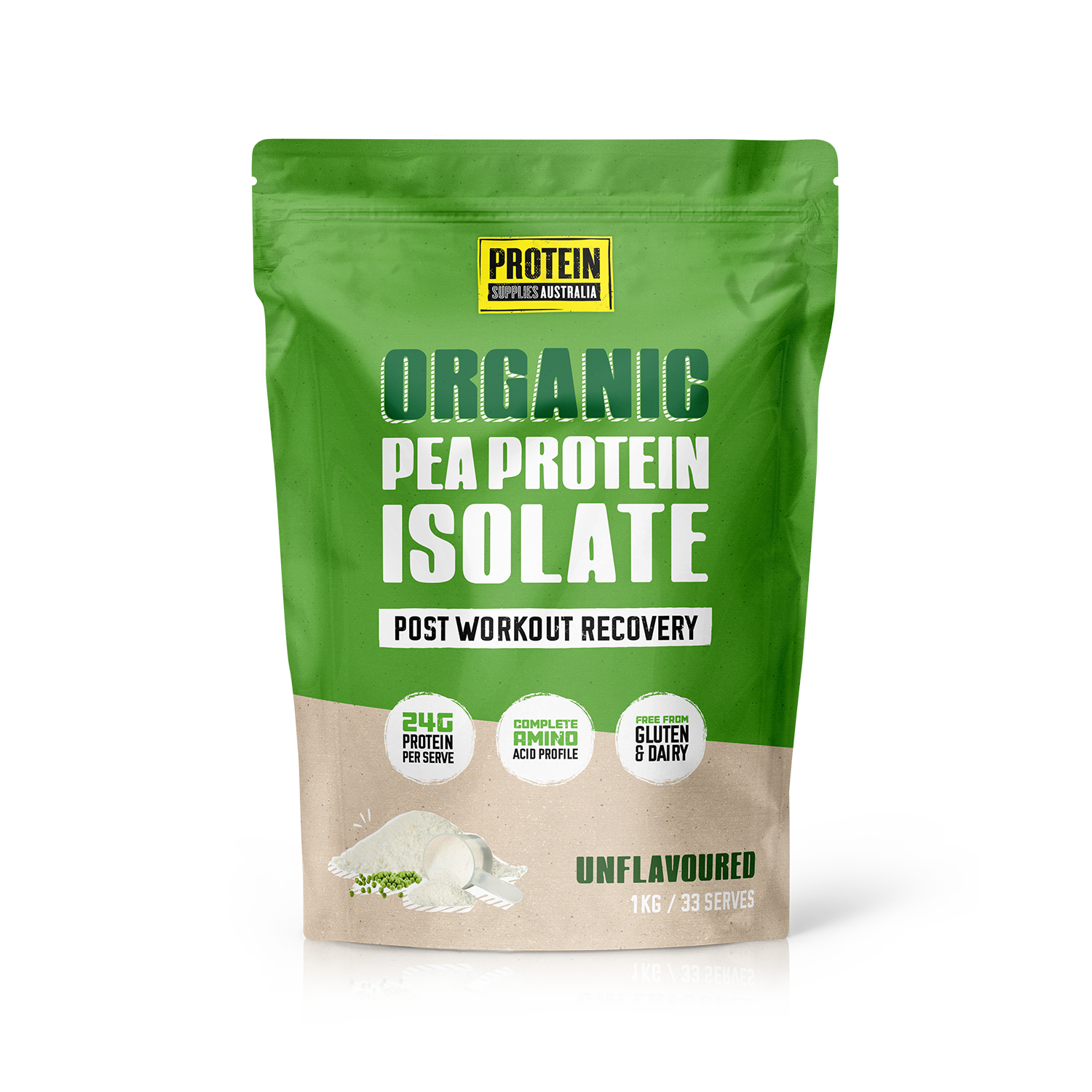 ORGANIC PEA PROTEIN ISOLATE - UNFLAVOURED Protein Protein Supplies Australia 1KG