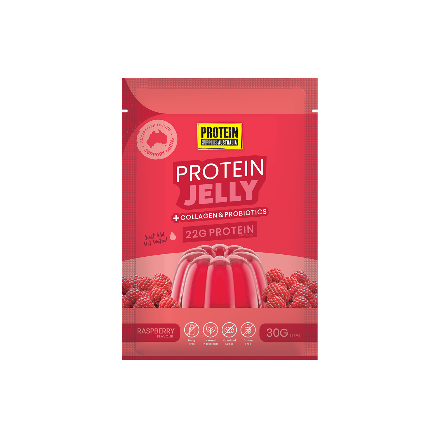 PROTEIN JELLY - RASPBERRY Protein Protein Supplies Australia Single Serve (30g)