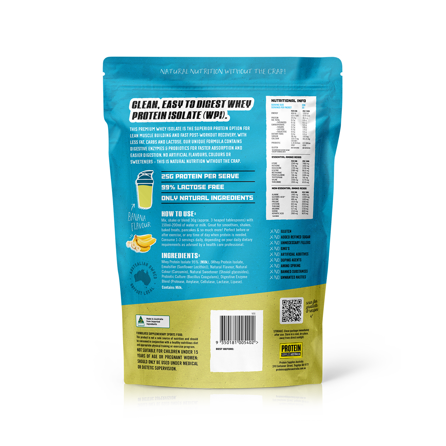 WHEY ISOLATE (WPI) - BANANA Protein Protein Supplies Australia