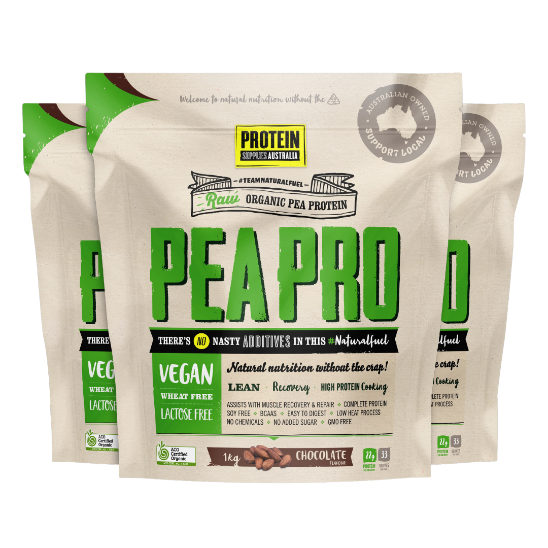 ORGANIC PEA PROTEIN ISOLATE - CHOCOLATE Protein Protein Supplies Australia 3 x 1KG Multi-Buy Deal (-20% off)