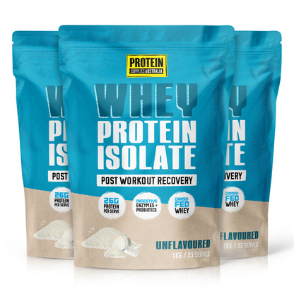 WHEY ISOLATE (WPI) - UNFLAVOURED Protein Protein Supplies Australia 3 x 1KG Multi-Buy Deal (19% off)