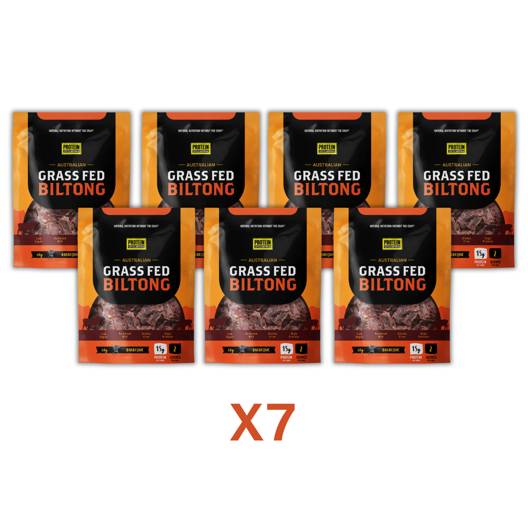 GRASS-FED BILTONG - BARBEQUE Biltong Protein Supplies Australia Weekly Pack (7 x 60g)