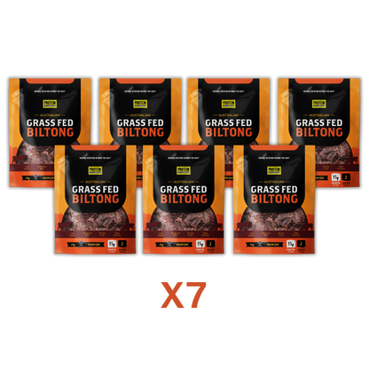 GRASS-FED BILTONG - BARBEQUE Biltong Protein Supplies Australia Weekly Pack (7 x 60g)