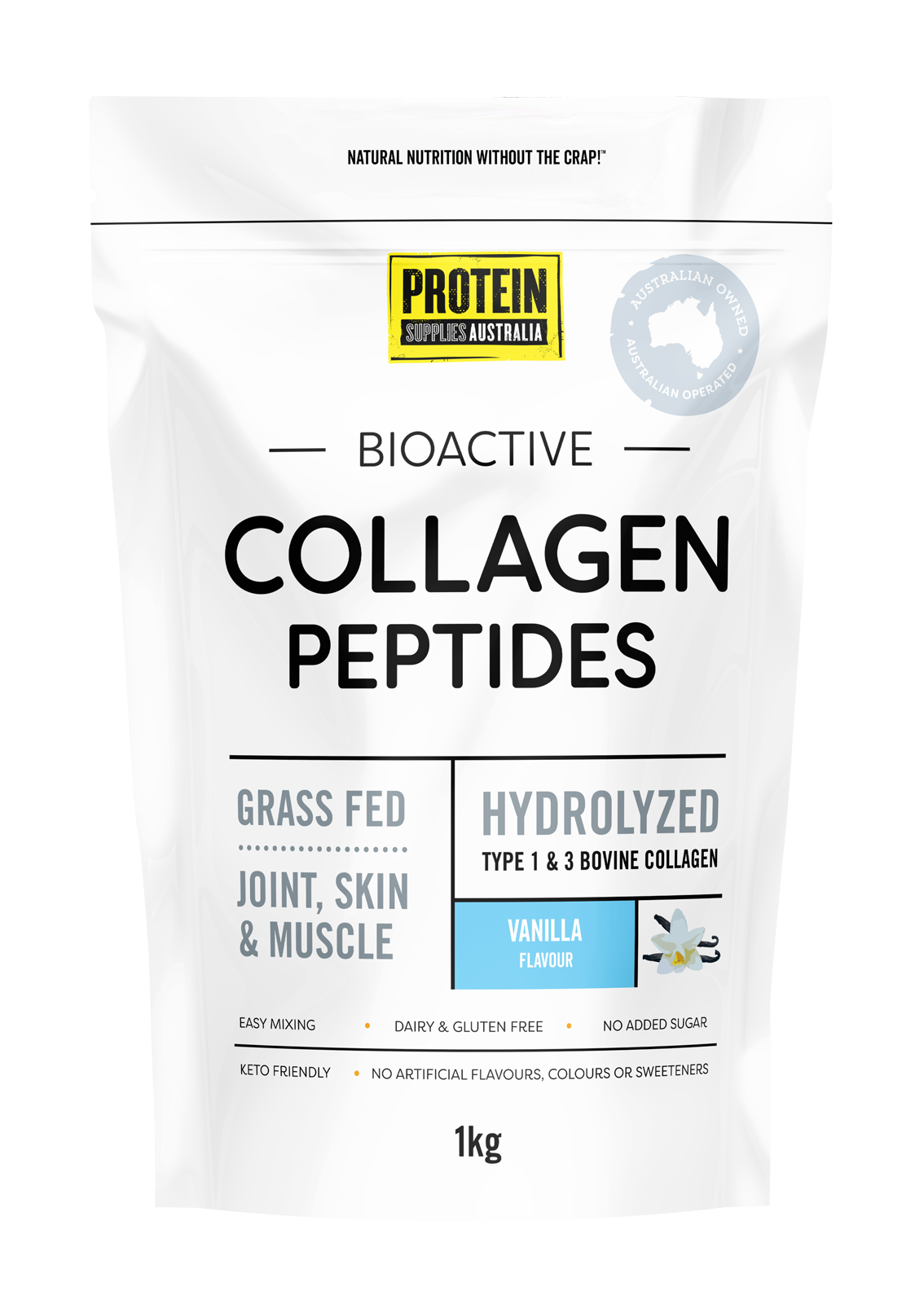 COLLAGEN PEPTIDES - VANILLA Sports & Energy Drinks Protein Supplies Australia 1KG