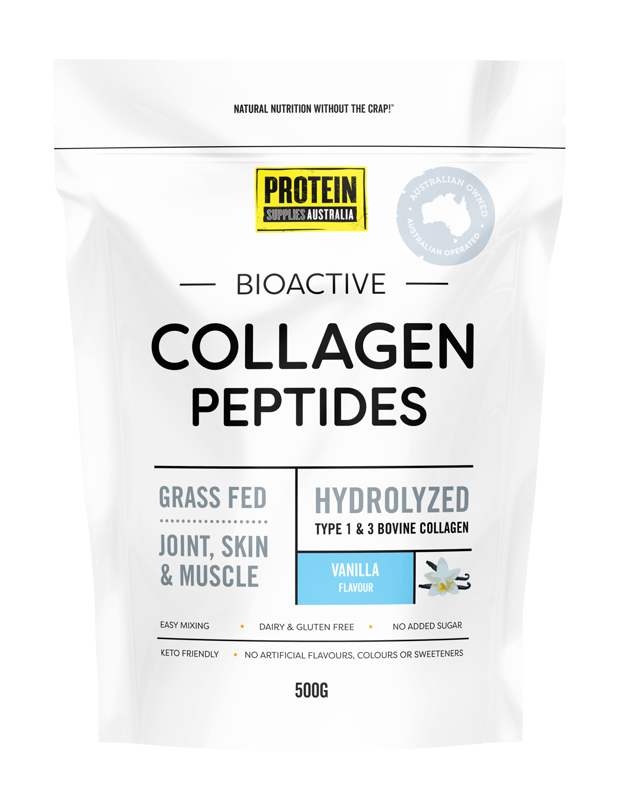 COLLAGEN PEPTIDES - VANILLA Sports & Energy Drinks Protein Supplies Australia 500G