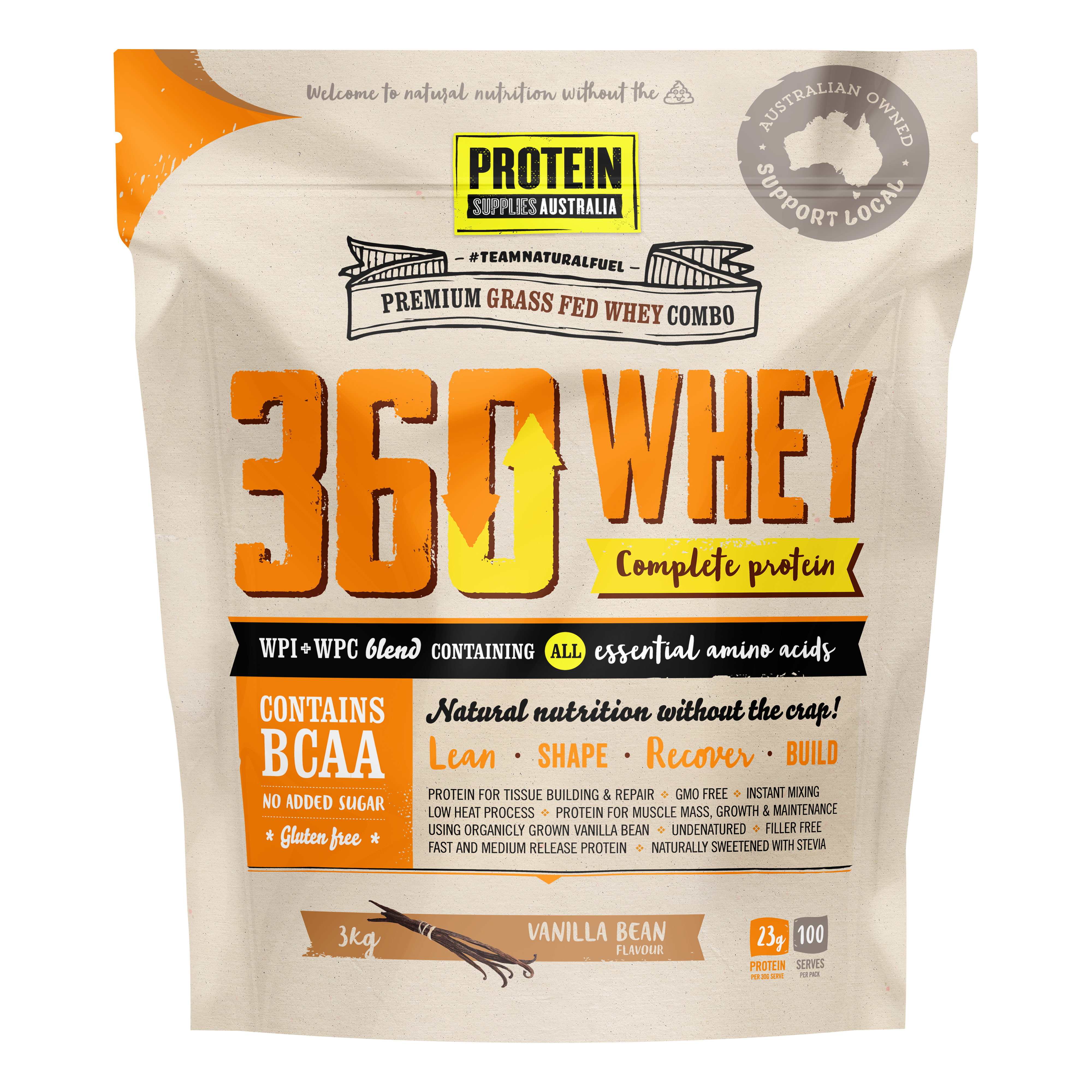 360 WHEY (WPC + WPI) - VANILLA Sports & Energy Drinks Protein Supplies Australia 3KG (20% off bulk buy)