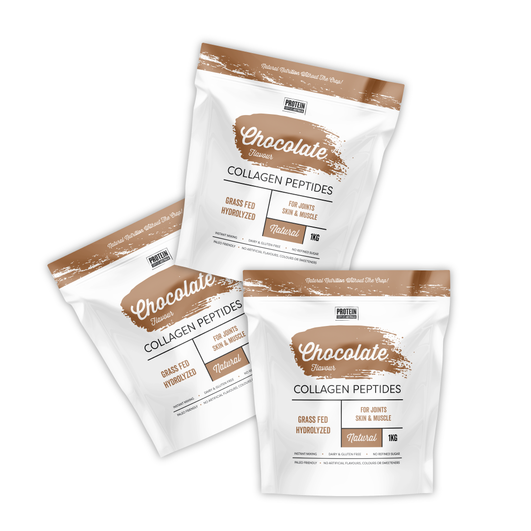 COLLAGEN PEPTIDES - CHOCOLATE Protein Protein Supplies Australia 3 x 1KG Multi-Buy Deal (21% off)