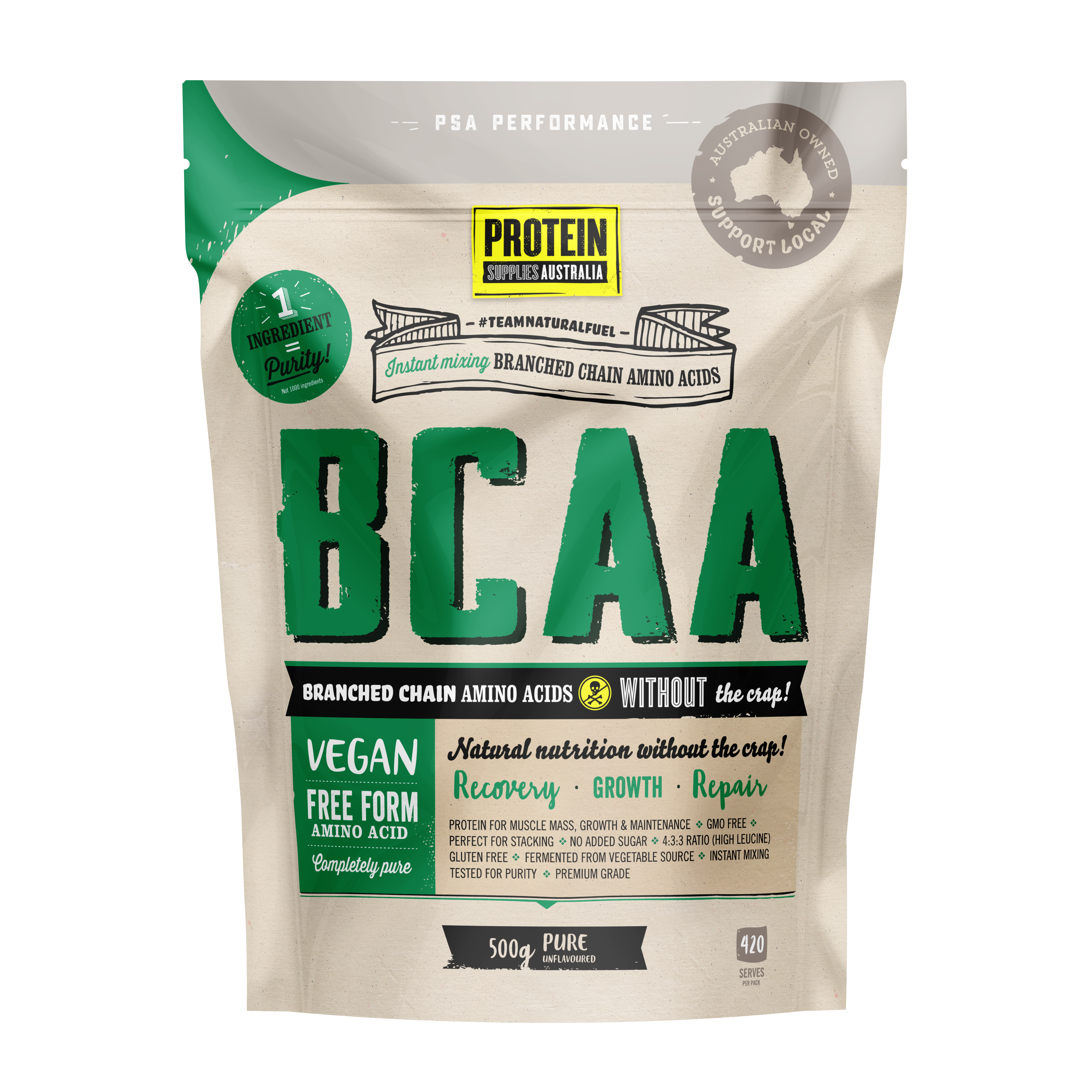 BCAA - PURE Sports & Energy Drinks Protein Supplies Australia 500G