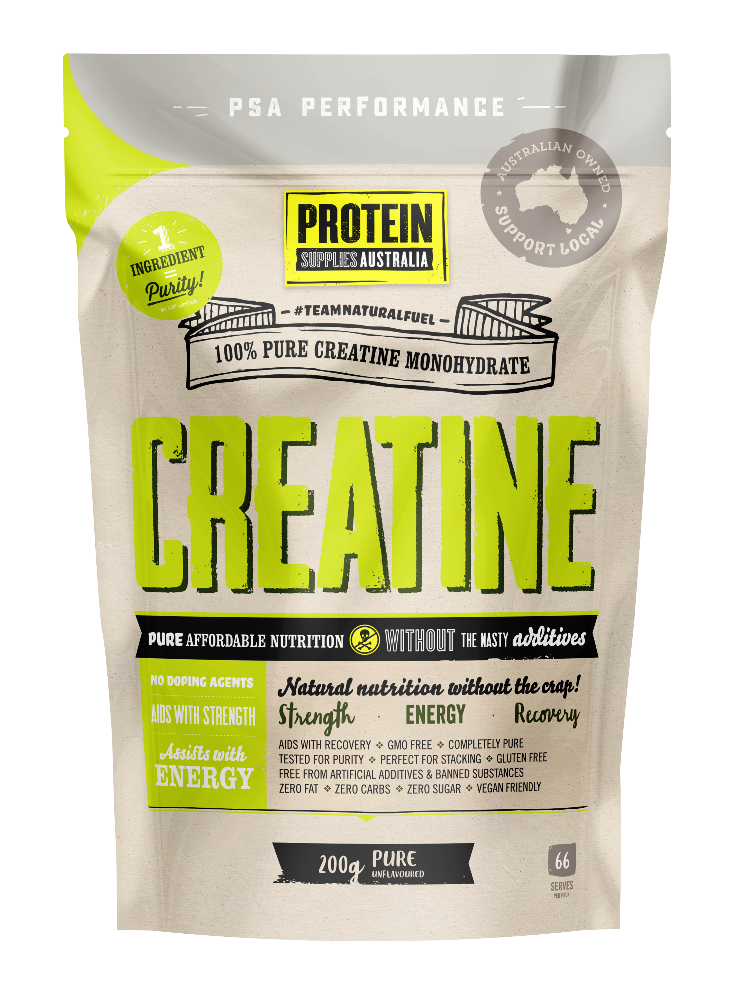 CREATINE - PURE Sports & Energy Drinks Protein Supplies Australia 200G