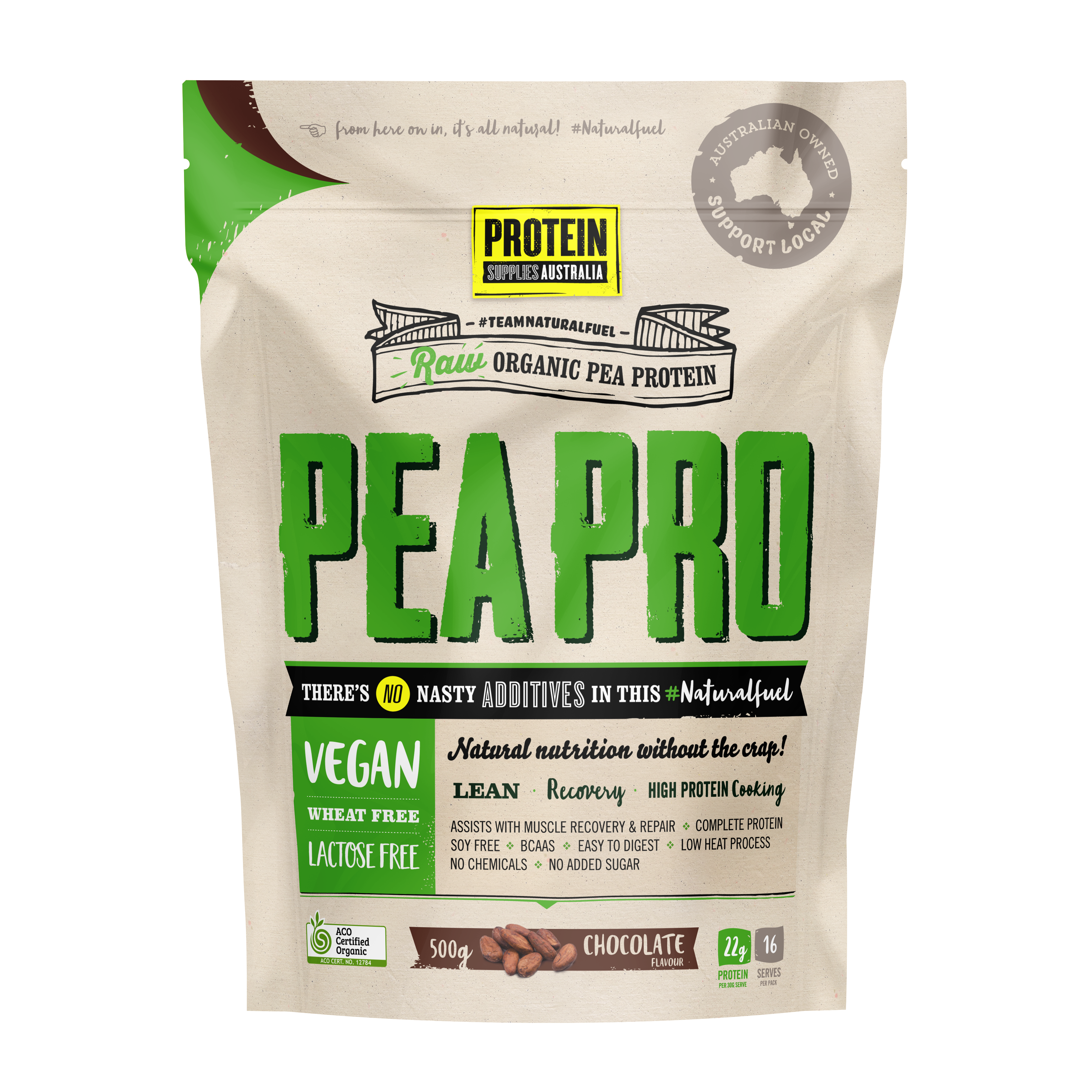 ORGANIC PEA PROTEIN ISOLATE - CHOCOLATE Protein Protein Supplies Australia 500G