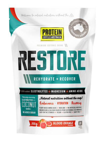 RESTORE HYDRATION - BLOOD ORANGE Aminos Protein Supplies Australia 200G